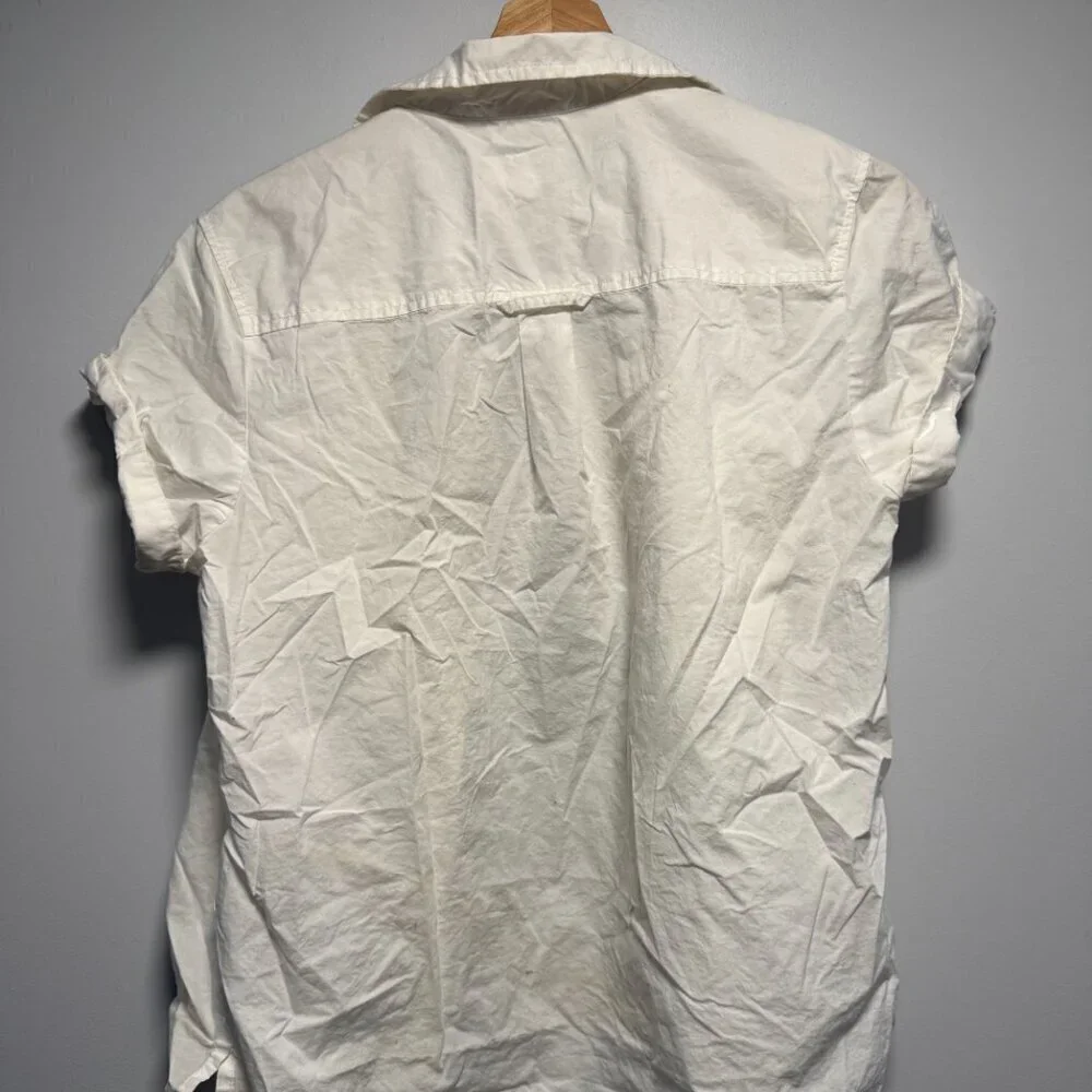 Gap White Cotton Camp Shirt Crop Small - Picture 7 of 7